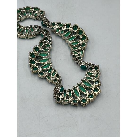 J. Crew Two Tone Light Dark Green Cabochon Gold Tone Statement Necklace - Picture 12 of 14